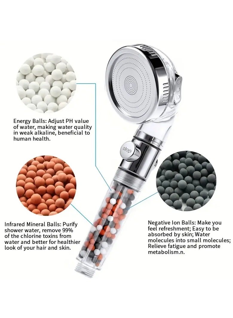 Rozino 3 Types Of High-pressure Shower Heads, Handheld Filtered Shower Heads With Negative Ion Stop Water Button, And Bathroom Massage Water-saving Shower Heads With Filtering. Mineral Balls Prevent Limestone Showers - Image 1