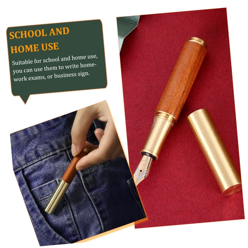 Vintage Brass Calligraphy Fountain Pen with Replaceable Nibs for Writing Drawing and Signatures - Image 3