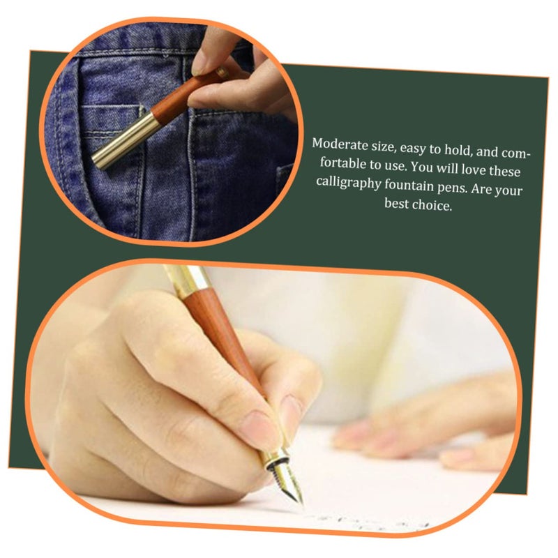 Vintage Brass Calligraphy Fountain Pen with Replaceable Nibs for Writing Drawing and Signatures - Image 5