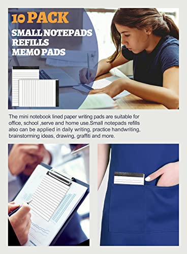 Aidunmis 10 Pack Notepad Small Lined Writing Notepads 4 x 6 Inch Memo Pads Refills Paper Tear off Note Pads 4 x 6” Scratch Pads Server Writing Pad Small Notebook with 30 sheets in Each Pad for School Office - Image 4