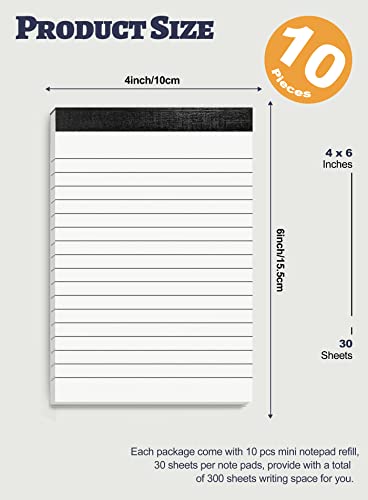Aidunmis 10 Pack Notepad Small Lined Writing Notepads 4 x 6 Inch Memo Pads Refills Paper Tear off Note Pads 4 x 6” Scratch Pads Server Writing Pad Small Notebook with 30 sheets in Each Pad for School Office - Image 2