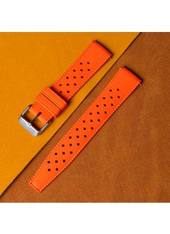Universal Quick Detachable Factory Stock Tropic Rubber Strap For Watches Heat Resistant Material Durable Elastic Band Orange-silver buckle