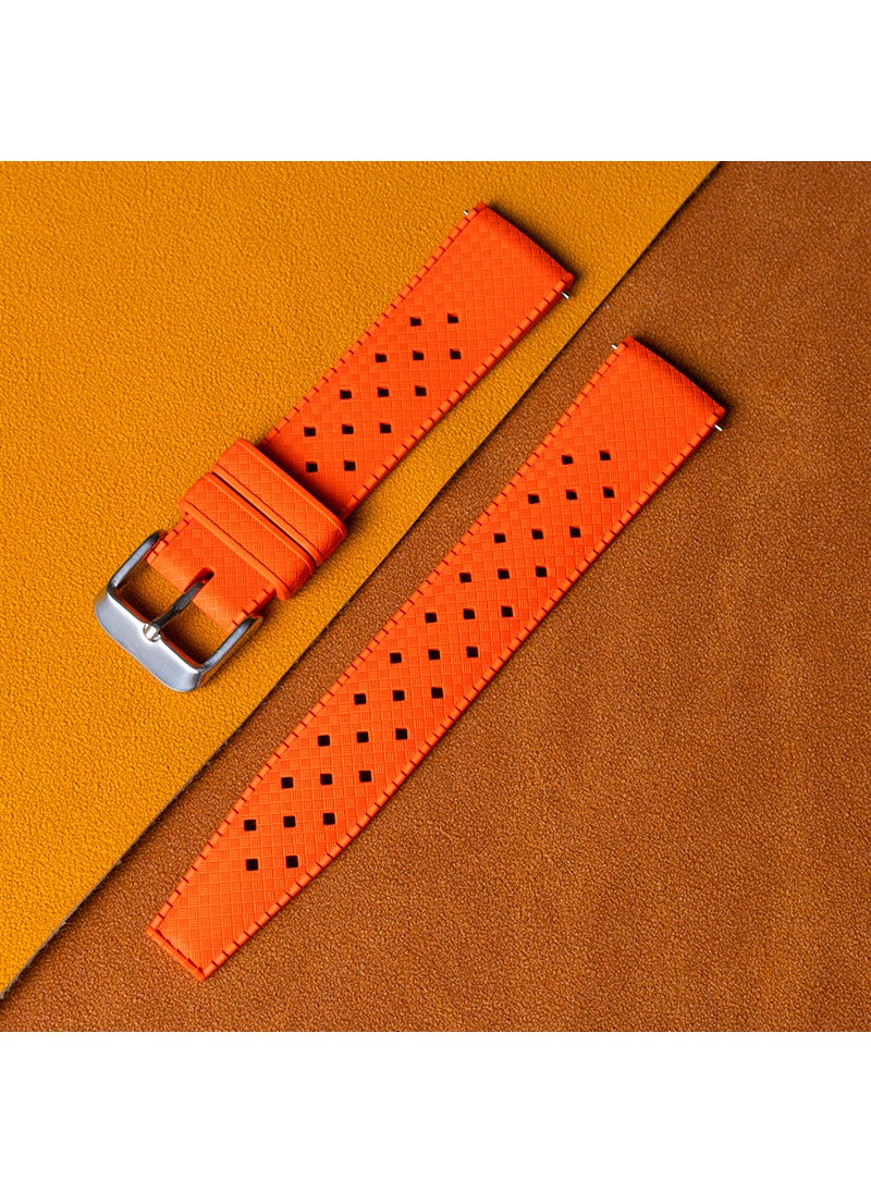 Generic - Universal Quick Detachable Factory Stock Tropic Rubber Strap For Watches Heat Resistant Material Durable Elastic Band Orange-silver buckle - Image 1