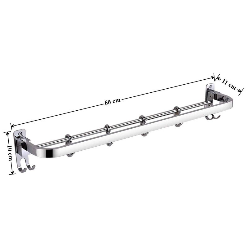 Plantex Anti Rust 304 Grade Stainless Steel Folding Towel Rod with Hooks/Towel Rack for Bathroom/Hanger/Stand/Bathroom Accessories - (24 Inch-Chrome) - Image 2