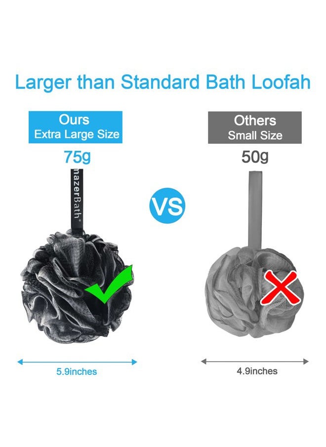 AmazerBath - Loofah Sponge 75g/Piece, Loofah for Men Body Scrubber - Bath Sponge Loofa Set of 4 Black (Large) - Image 1