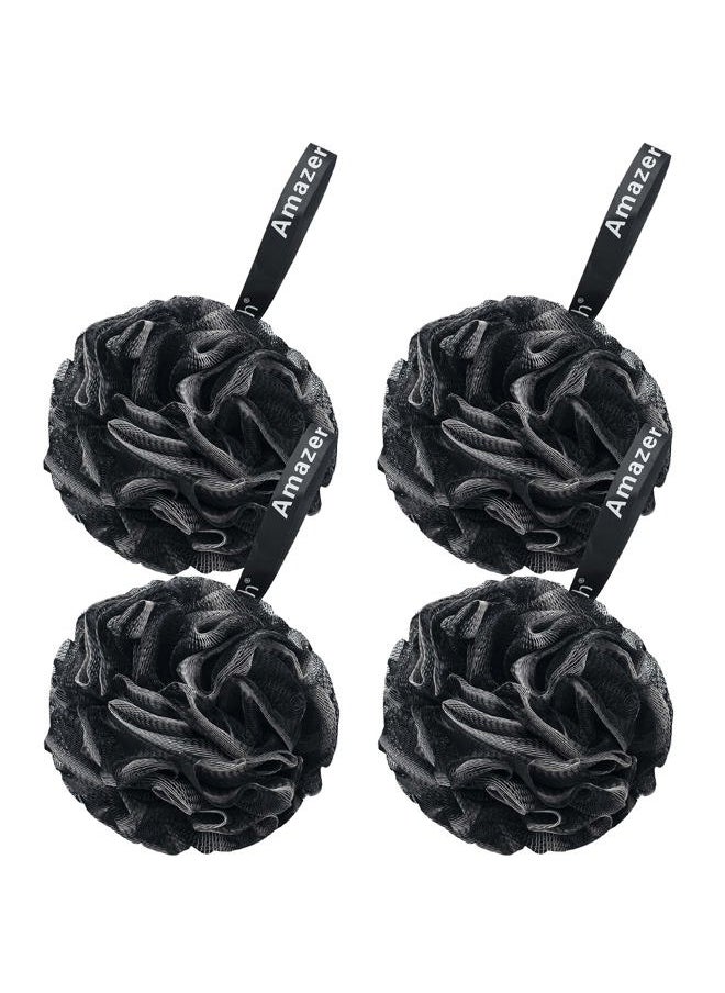 AmazerBath - Loofah Sponge 75g/Piece, Loofah for Men Body Scrubber - Bath Sponge Loofa Set of 4 Black (Large) - Image 1
