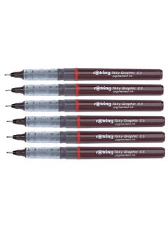 Rotring Rotring Tikky Graphic Pigment Liner 0.3mm & 0.5mm Pens - 3 Each With Black Pigmented Ink, Fibre Tip, 6 Pen Set for Art Drawings Mandala Calligraphy Outline Art & Craft  - Image 1