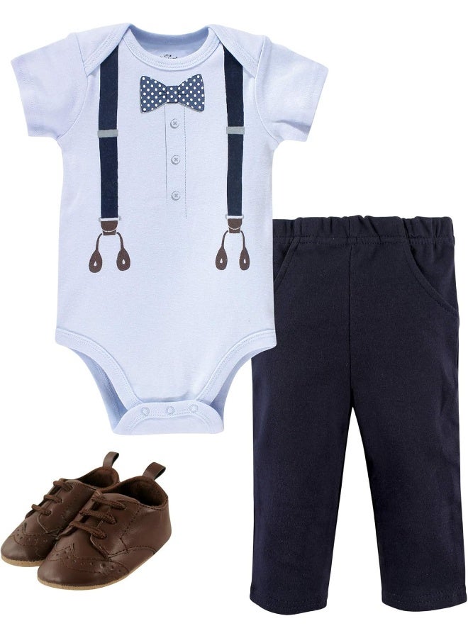 Little Treasure Little Treasure Unisex Baby Cotton Bodysuit, Pant and Shoe Set  - Image 1