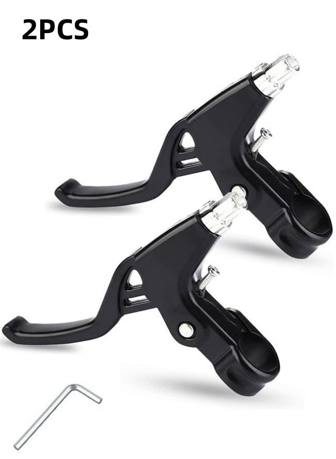 1 Pair Universal Full Aluminium Alloy Bicycle Brake Levers Hand Brakes For MTB and BMX Mountain Road Bikes Durable Brake Handles  2.2Cm Diameter Black - Image 1
