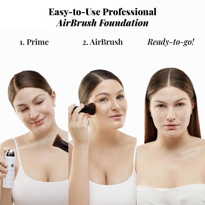 Jerome Alexander MagicMinerals AirBrush Foundation Set by Jerome Alexander â€“ 3pc Set Includes Primer, Foundation and Kabuki Brush - Spray Makeup with Anti-aging Ingredients for Smooth Radiant Skin (Light Medium) - Image 3