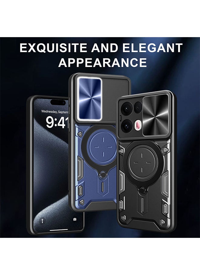Generic - Case for OPPO Reno 13 with Sliding Camera Cover, Kickstand, PC+TPU Dual-Layer,Blue - Image 1