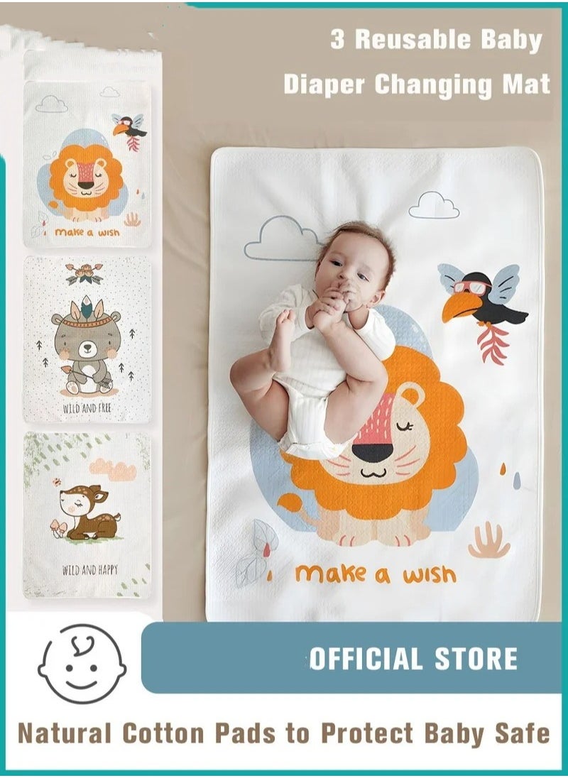 MIXDE 3 Reusable Baby Diaper Changing Pad Mat Soft Cotton Urine Pads Portable Waterproof Incontinence Underpads for Kids/Adults/Pets  - Image 1