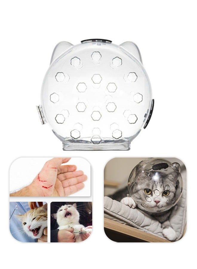 Cat Adjustable Hood, Breathable Cat Helmet, Anti Bite Clear Muzzles for Kitten, Safety Prevent for Small Pets Grooming (Size L for cat Neck Circumference 9-10.6) - Image 1
