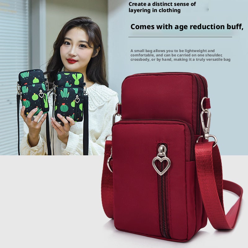 Mini Phone Crossbody Bag for Women, Nylon Zipper Pouch with Wristlet - Image 1