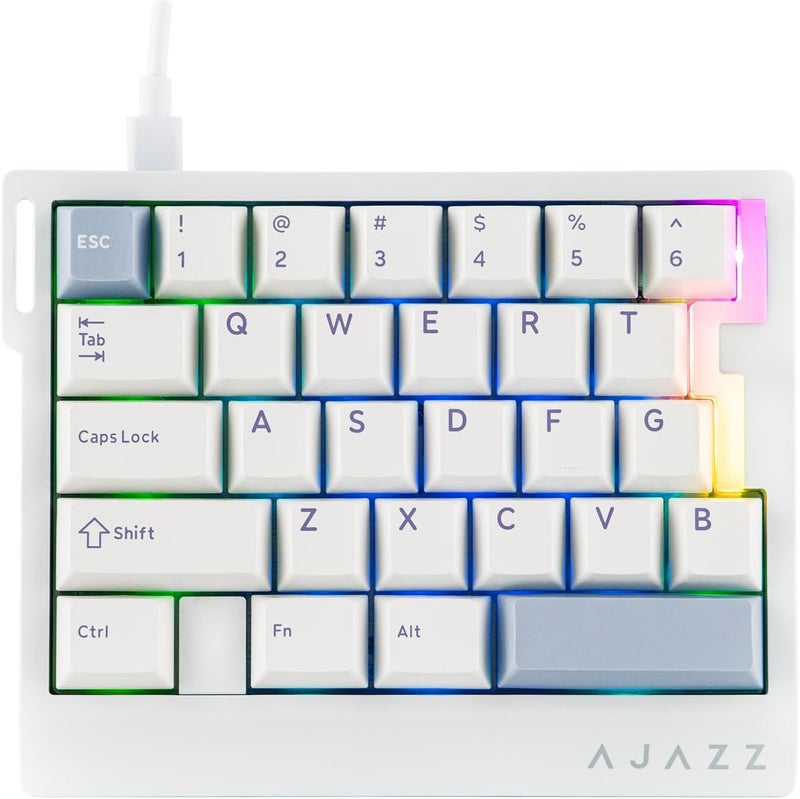 ميكلاندز لوحة مفاتيح ألعاب بيد واحدة من ميكلاندز AJAZZ AK029، معدل استقصاء 8 كيلو هرتز، 29 مفتاحًا سلكيًا سريعًا، SOCD و DKS، مفتاح مغناطيسي، تشغيل قابل للتعديل، إضاءة خلفية RGB، لوحة ألومنيوم (أبيض أزرق) - Image 1