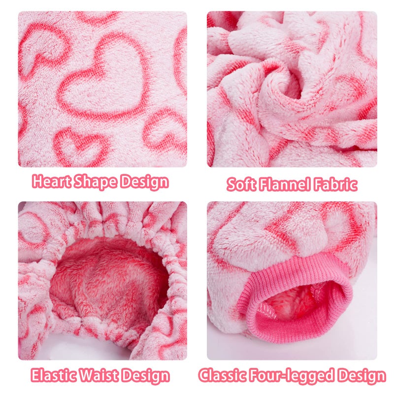 Dxhycc Fleece Dog Pajamas Cute Dog Heart Puppy Jumpsuit Warm Soft Pet Holiday Clothes for Small Medium Cats and Dogs (Pink, S) - Image 3