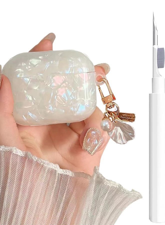 OTOPO for Cute Airpods Pro 3 Gen Case Girl Women 2025 with Cleaner Kit, Glitter Shell Pattern Apple iPod Pro 3rd Generation Protective Cover Skin with Pearl Shell Keychain, Colorful - Image 1