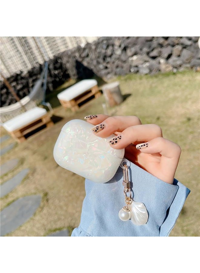 OTOPO for Cute Airpods Pro 3 Gen Case Girl Women 2025 with Cleaner Kit, Glitter Shell Pattern Apple iPod Pro 3rd Generation Protective Cover Skin with Pearl Shell Keychain, Colorful - Image 2