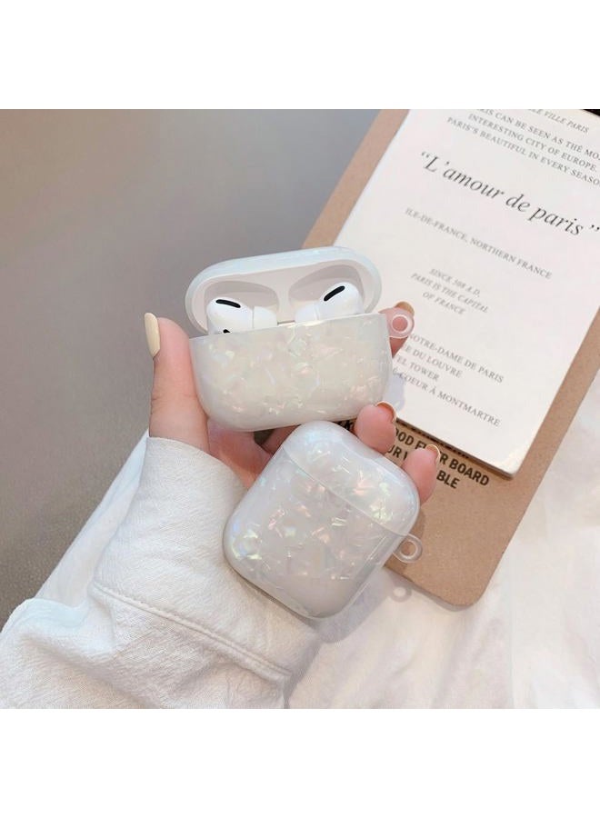 OTOPO for Cute Airpods Pro 3 Gen Case Girl Women 2025 with Cleaner Kit, Glitter Shell Pattern Apple iPod Pro 3rd Generation Protective Cover Skin with Pearl Shell Keychain, Colorful - Image 3