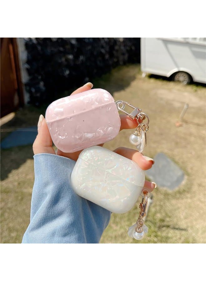 OTOPO for Cute Airpods Pro 3 Gen Case Girl Women 2025 with Cleaner Kit, Glitter Shell Pattern Apple iPod Pro 3rd Generation Protective Cover Skin with Pearl Shell Keychain, Colorful - Image 4