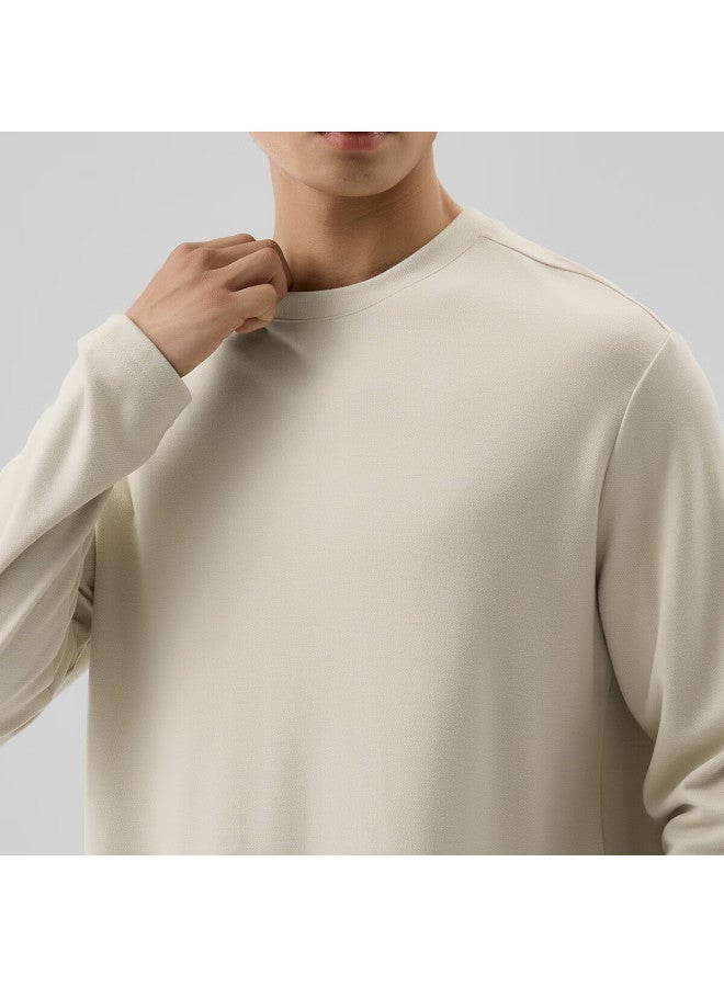 Markless Far Infrared Heating Long Sleeve T-shirt Men Autumn Winter Soft Warm Base Layer Crew Neck Top 4605 Milk Tea Apricot M - Image 2
