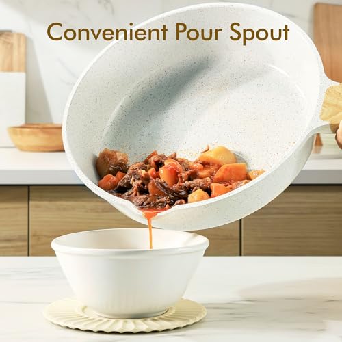 SENSARTE Nonstick Ceramic Saute Pan 10 Inch/3.5QT, Non-toxic Deep Frying Pan Skillet with Lid, Healthy Jumbo Cooker, Stay Cool Handle, Induction Compatible, PFOA & PFAS Free - Image 5