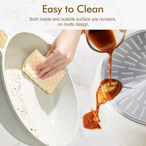 SENSARTE Nonstick Ceramic Saute Pan 10 Inch/3.5QT, Non-toxic Deep Frying Pan Skillet with Lid, Healthy Jumbo Cooker, Stay Cool Handle, Induction Compatible, PFOA & PFAS Free - Image 4