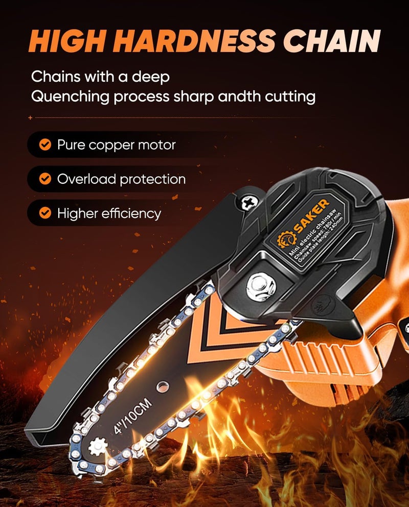 Saker Mini Chainsaw,2025 New Upgrade Portable Electric Chainsaws Cordless,Small Handheld Chain Saw Pruning Shears Chain Saws for Tree Branches,Courtyard and Garden - Image 2