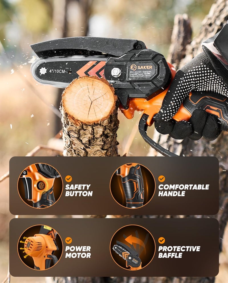 Saker Mini Chainsaw,2025 New Upgrade Portable Electric Chainsaws Cordless,Small Handheld Chain Saw Pruning Shears Chain Saws for Tree Branches,Courtyard and Garden - Image 4