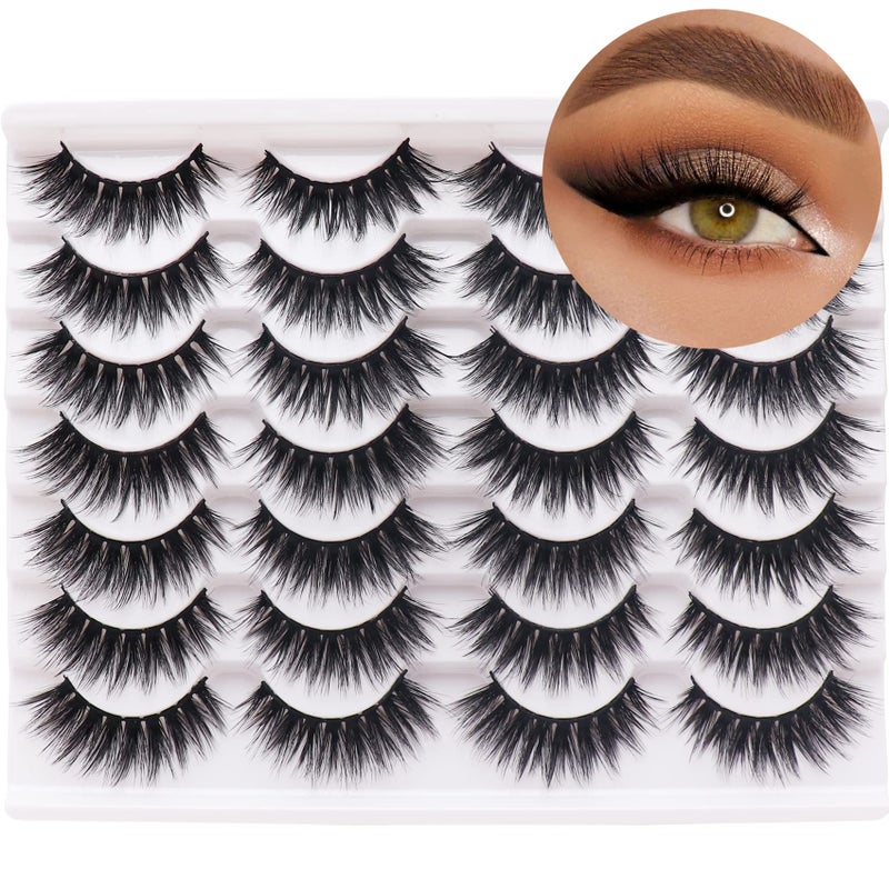 Losha Eyelashes Natural Look Faux Mink Lashes Pack Handmade Fluffy False Eyelashes 14 Pairs Eye Lashes 811