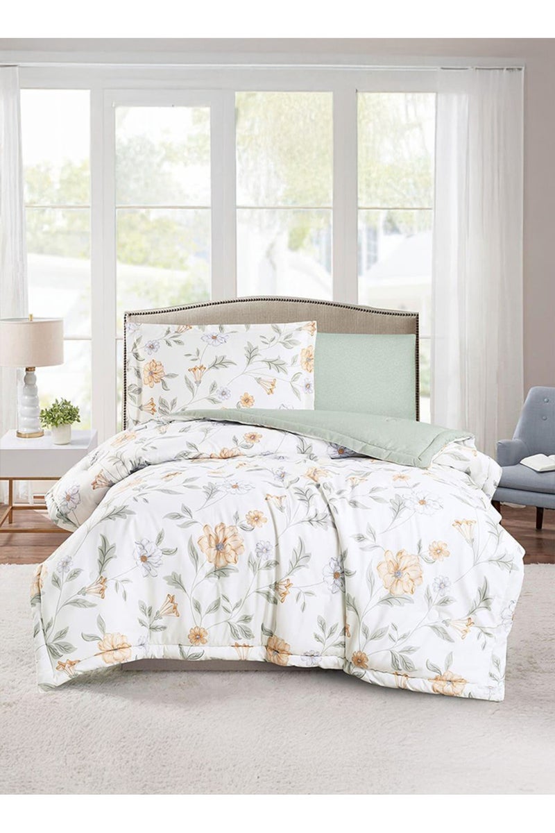 Melen Summer Single and a Half Bedspread – 4 Pieces – Layton – White – Green - Image 1