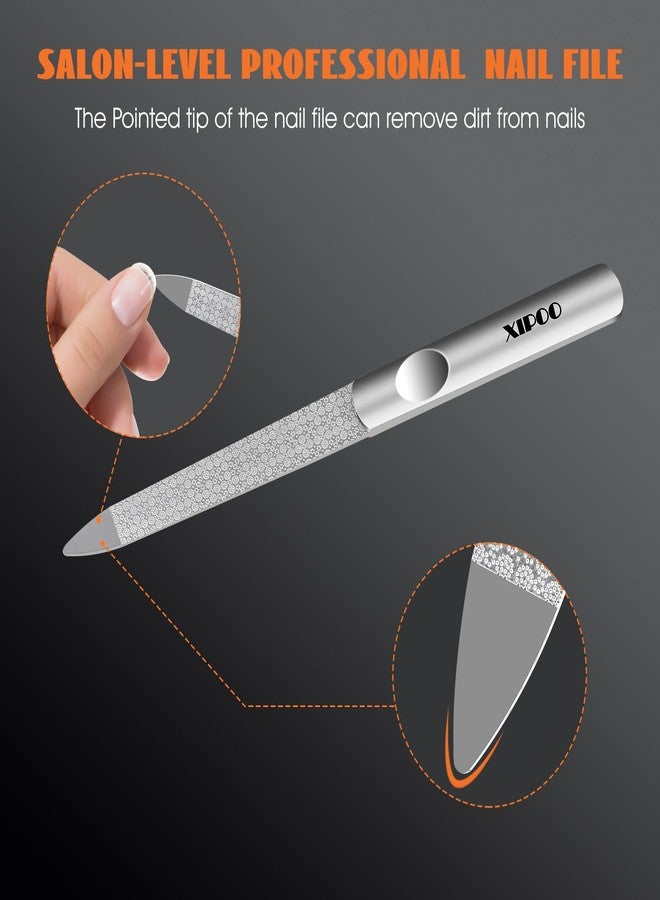 XIPOO Metal Nail File 2 Pcs, Nail Files for Natural Nails, Fingernail Files with Sharp Pointed Tip Anti-Slip Handle, Nail Filer Made of Stainless Steel, Finger Nail Files for Women and Men - Image 4