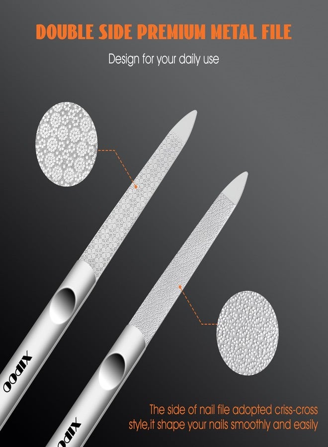 XIPOO Metal Nail File 2 Pcs, Nail Files for Natural Nails, Fingernail Files with Sharp Pointed Tip Anti-Slip Handle, Nail Filer Made of Stainless Steel, Finger Nail Files for Women and Men - Image 3