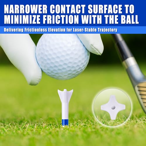 Goashpeaot 170 Pack Golf Tees, Pro 4 Line Marking System Plastic Golf Tees, 4-Prong Engineered to Reduce Friction & Longer Distance (Blue, 3-1/4'') - Image 3