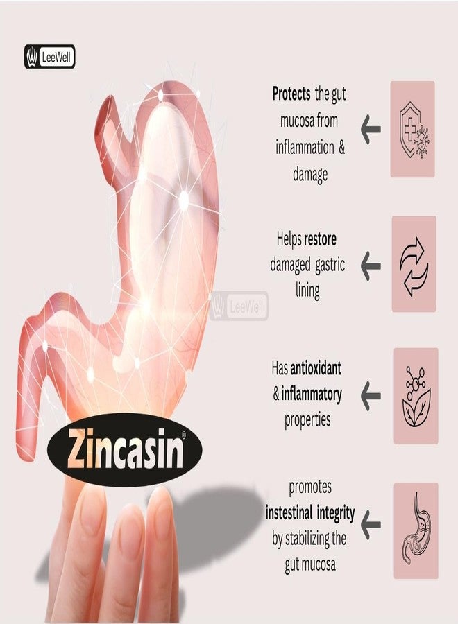Zincasin Zinc L carnosine Supplement tablets | Strengthen Digestive tract, Leaky Gut, Immunity Booster, Taste buds function, Neurotransmitter Support | Healthy Skin, Acne, Hair Loss, IBS, IBD, Gastric Ulcer Support - 60 tablets - Image 2