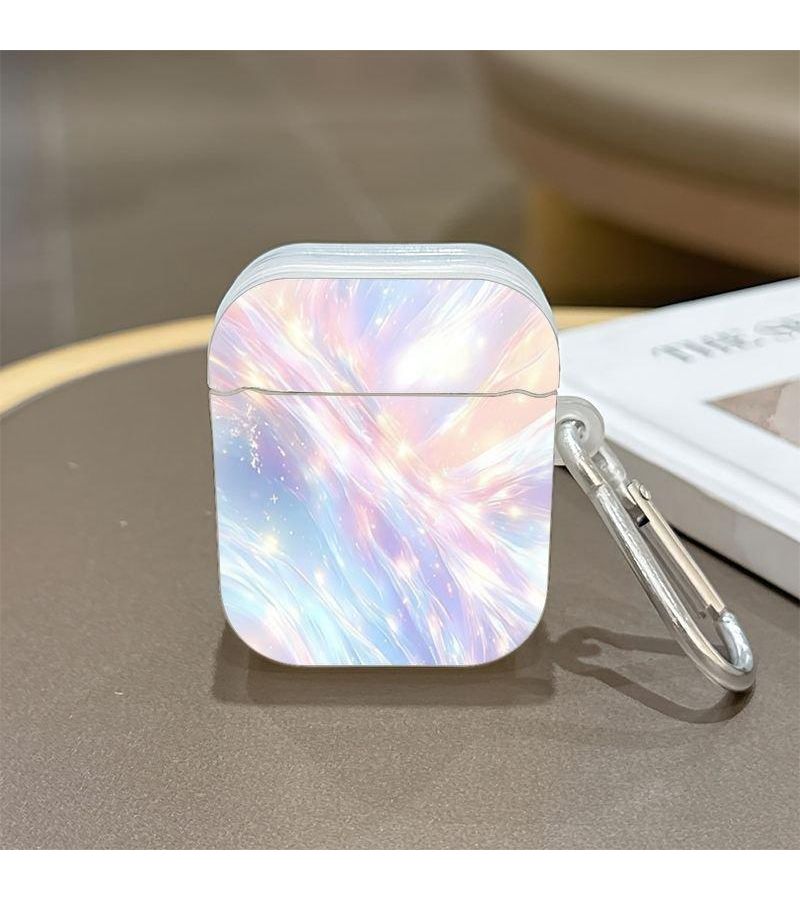 Glossy For Airpods Pro 1 Case Pastel Blue Pink White Abstract Plastic Design With Clip - Image 5
