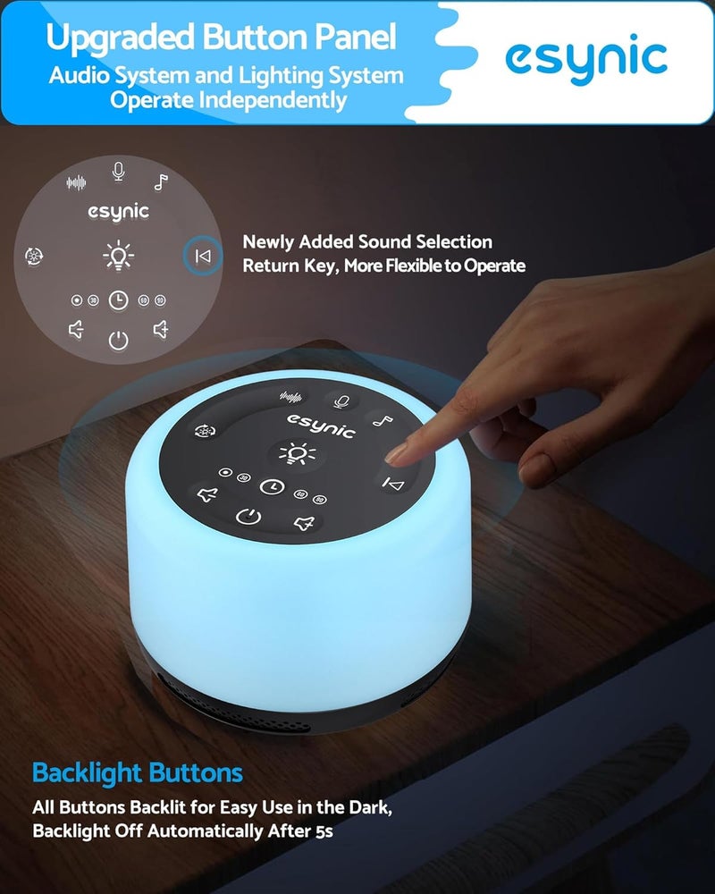 eSynic White Noise Machine, Sleep Sound Machine Baby Portable White Noise Machine Adults Sleeping 24 High Fidelity Sounds Sleep Noise Machines with Timer Memory&Meditation Feature for Adults Baby etc - Image 2