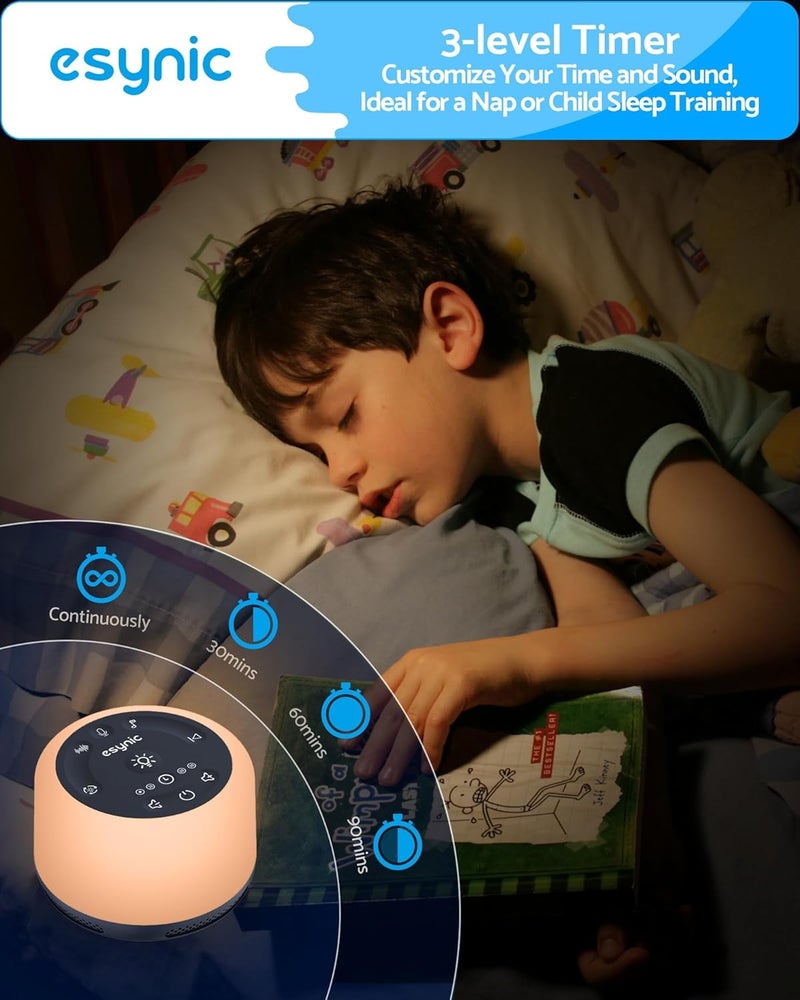 eSynic White Noise Machine, Sleep Sound Machine Baby Portable White Noise Machine Adults Sleeping 24 High Fidelity Sounds Sleep Noise Machines with Timer Memory&Meditation Feature for Adults Baby etc - Image 3