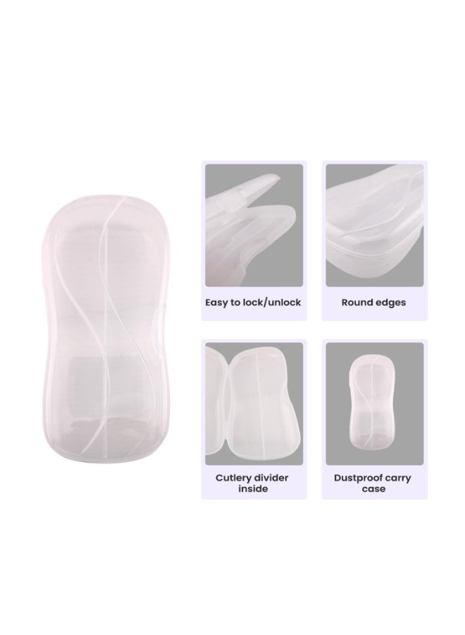 برين جيجلز قهقهات الدماغ مجموعة أدوات مائدة للأطفال الصغار مع حافظة، ملاعق تغذية من الفولاذ المقاوم للصدأ للأطفال الرضع بمقابض من السيليكون - وردي - Image 5