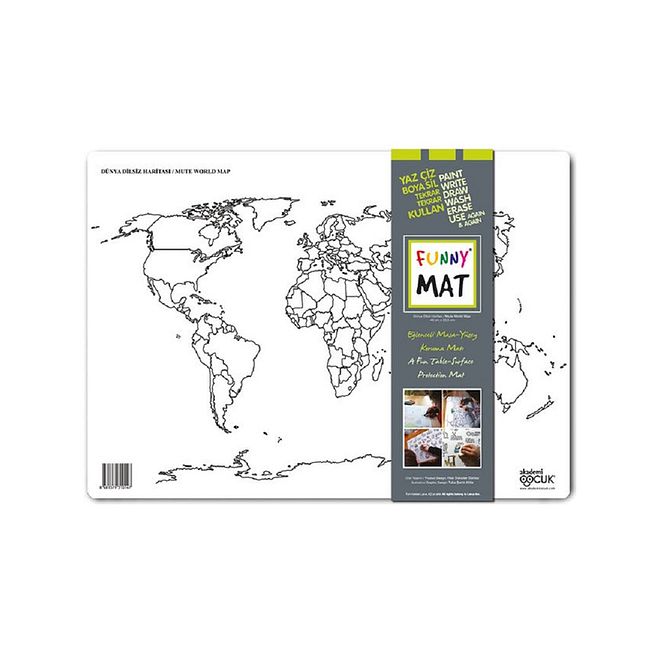 Funny Mat - Reusable World Map Educational Placemat for Kids, Heat-Resistant, BPA-Free Silicone, 68x48 cm
