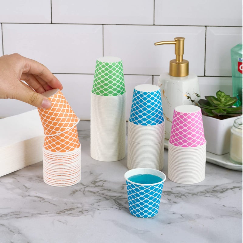 LITOPAK 640 Pack 3 oz Paper Cups  Colorful Small Bathroom Cups  3oz Disposable Paper Cups  Disposable Drinking Cups  and Mini Snack Cups for Home  Bathroom  Picnic  Party  and Events - Image 3