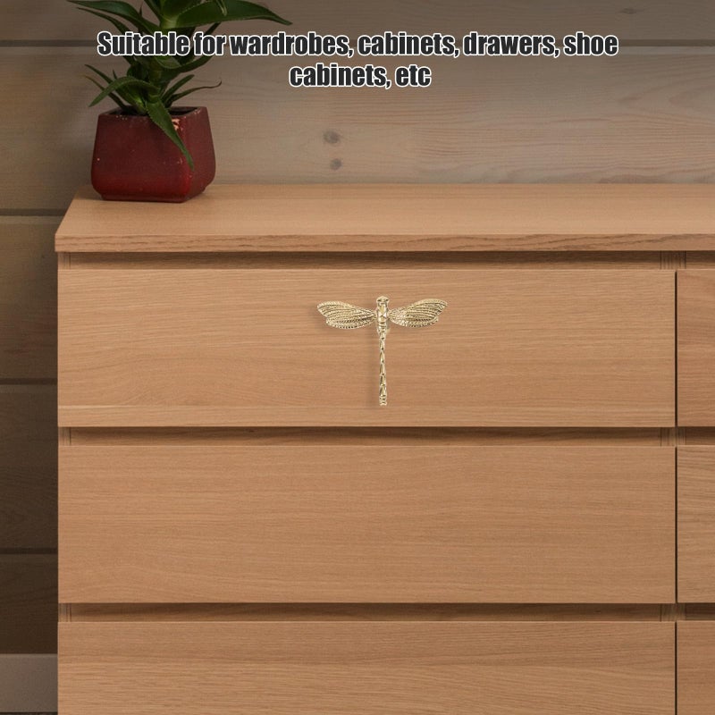 Brass Dragonfly Cabinet Knob PVD Gold Finish Drawer Pulls Single Hole Furniture Handles - Image 5