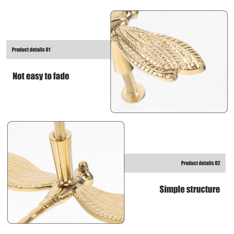 Brass Dragonfly Cabinet Knob PVD Gold Finish Drawer Pulls Single Hole Furniture Handles - Image 4
