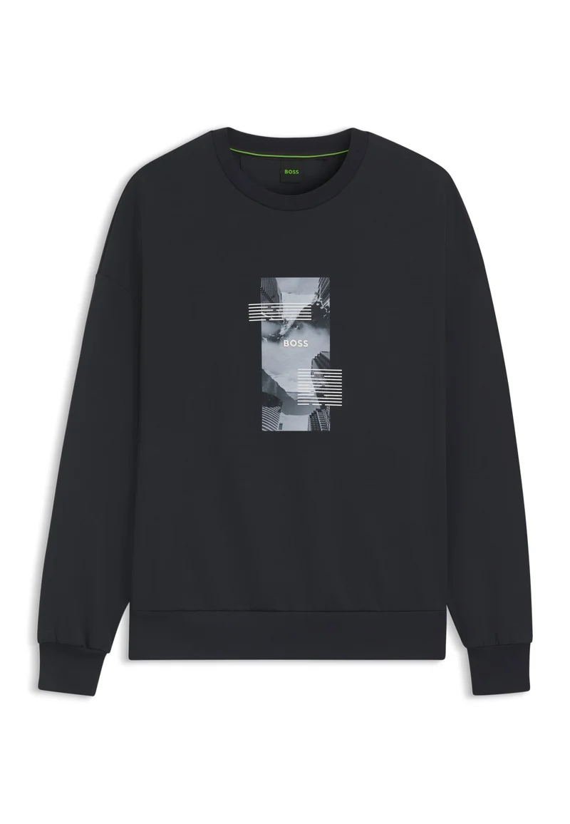 BOSS Oversized-fit cotton-blend sweatshirt with photo print