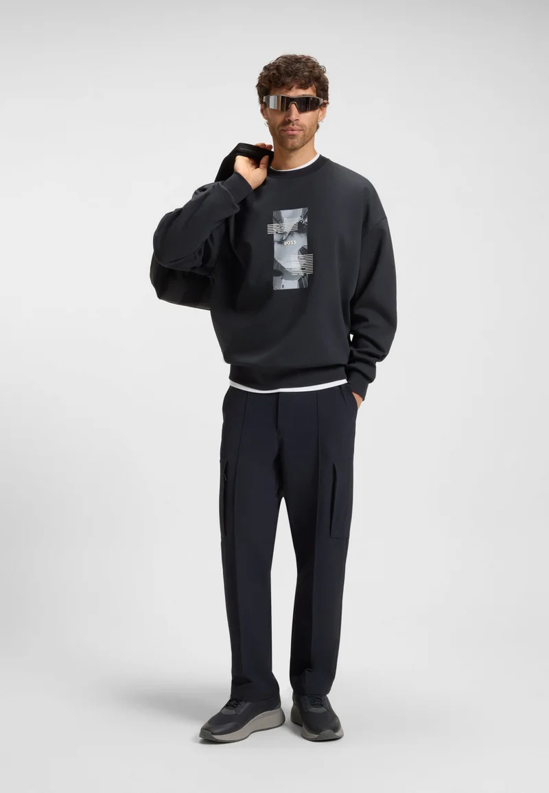 BOSS Oversized-fit cotton-blend sweatshirt with photo print