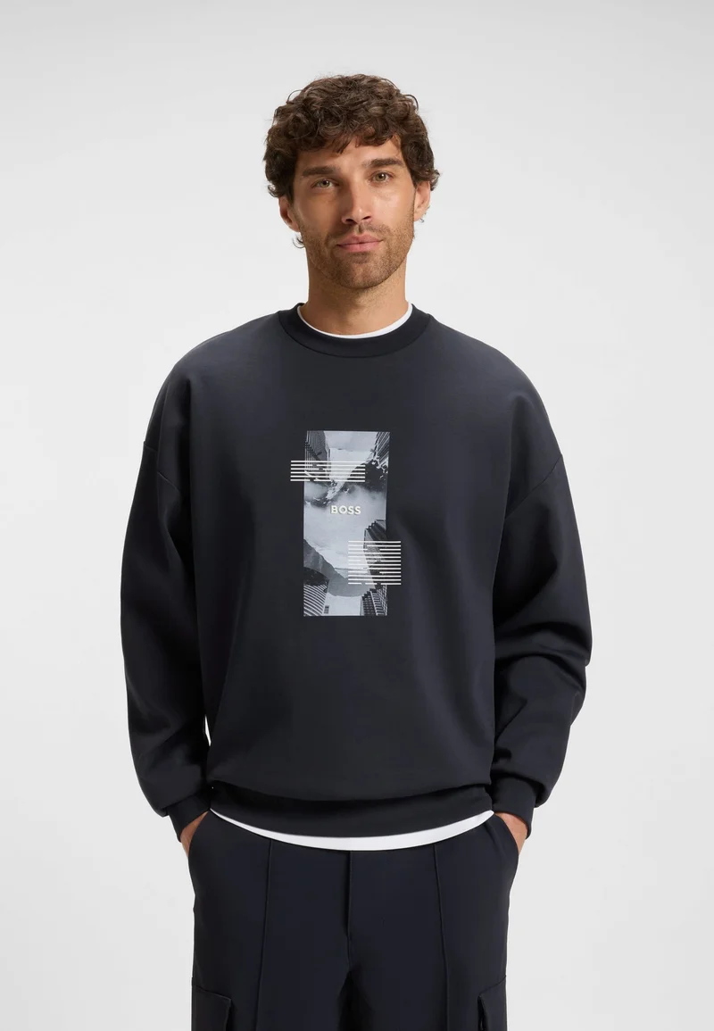 Oversized-fit cotton-blend sweatshirt with photo print