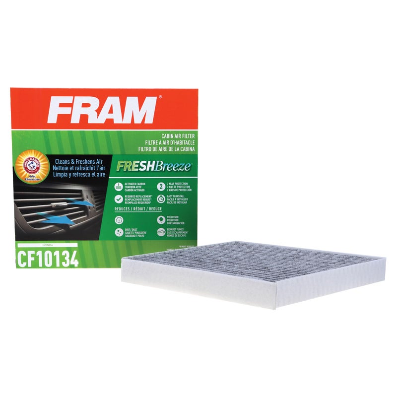 FRAM Fresh Breeze Cabin Air Filter Replacement for Car Passenger Compartment w/ Arm and Hammer Baking Soda, Easy Install, CF10134 for Honda Vehicles, white - Image 1