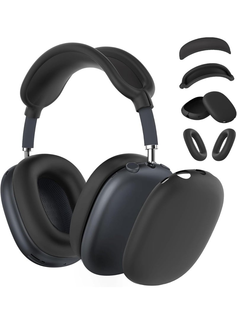 Silicone Case Cover for AirPods Max Headphones,Ear Pad Case Cover/Ear Cups Cover/Headband Cover for AirPods Max (USB-C/Lightning)(2024/2020),Accessories Silicone Protector for Apple AirPods Max, Black - Image 1