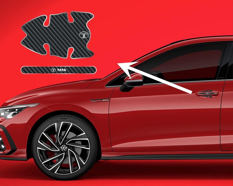 BIG FLAG 3D Gel Type Car Door Carbon Fiber Handle Cup and Handle Stripe Scratch Guard Sticker Universal for Specific Brand (Pack of 8) (3DDRSTCFSQVAR) (NEX0N_TIG0R_TIAG0) - Image 2