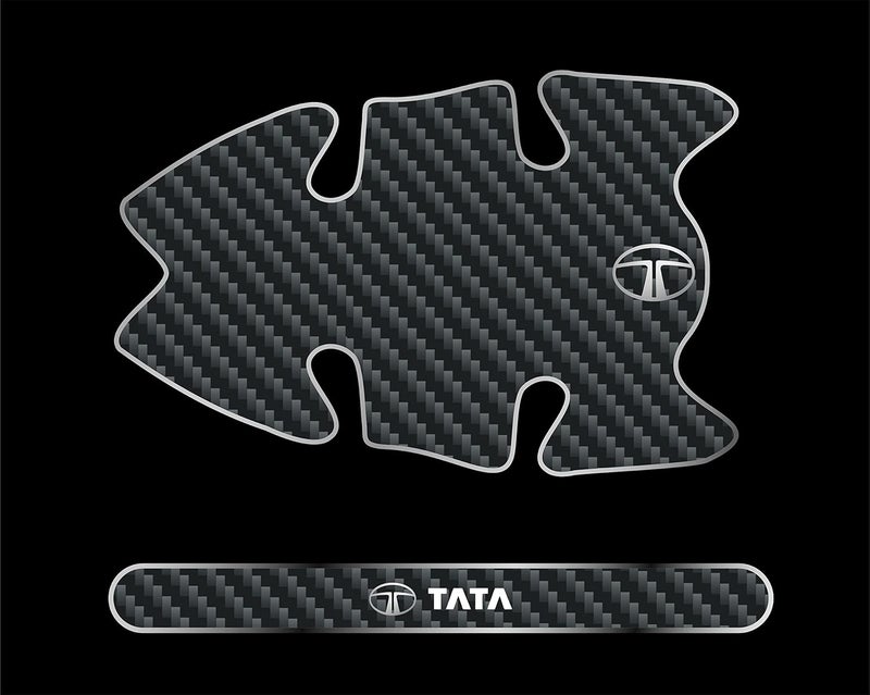 BIG FLAG 3D Gel Type Car Door Carbon Fiber Handle Cup and Handle Stripe Scratch Guard Sticker Universal for Specific Brand (Pack of 8) (3DDRSTCFSQVAR) (NEX0N_TIG0R_TIAG0) - Image 1